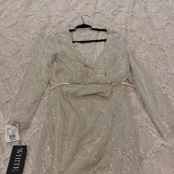 white by vera wang wrap sequin mini dress Vera Wang | Magnolia Monterey - VERA WANG - Wrap Sequin Mini Dress
